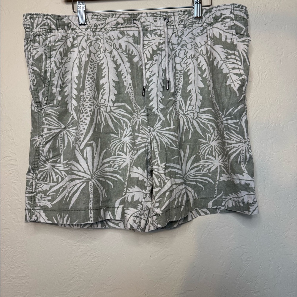 American Eagle Outfitters Green and White Leaf Print Shorts